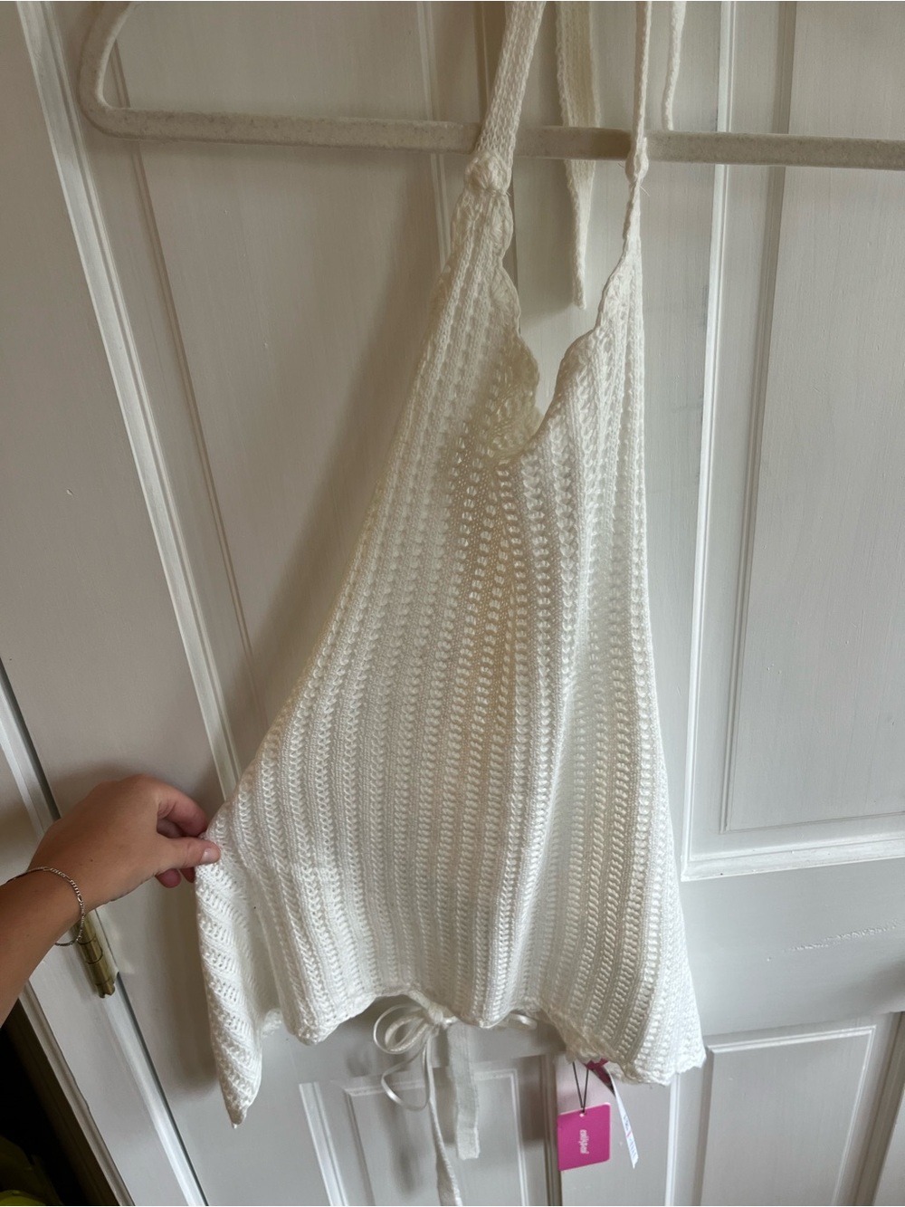 Edikted White Crochet Halter Cami